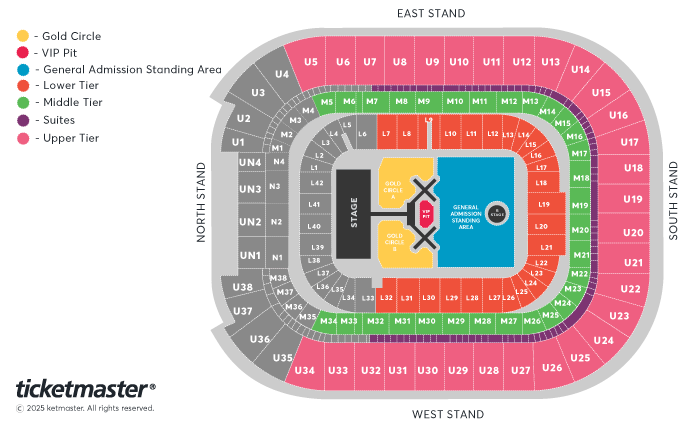Venue seating chart for Chris Brown for reference only