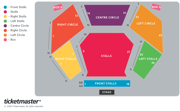 Venue seating chart for Al Murray for reference only
