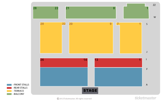 Venue seating chart for Julian Clary for reference only
