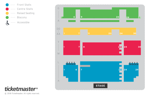 Venue seating chart for Harry Hill for reference only