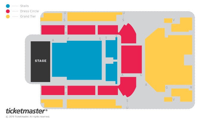 Venue seating chart for Rumours of Fleetwood Mac for reference only
